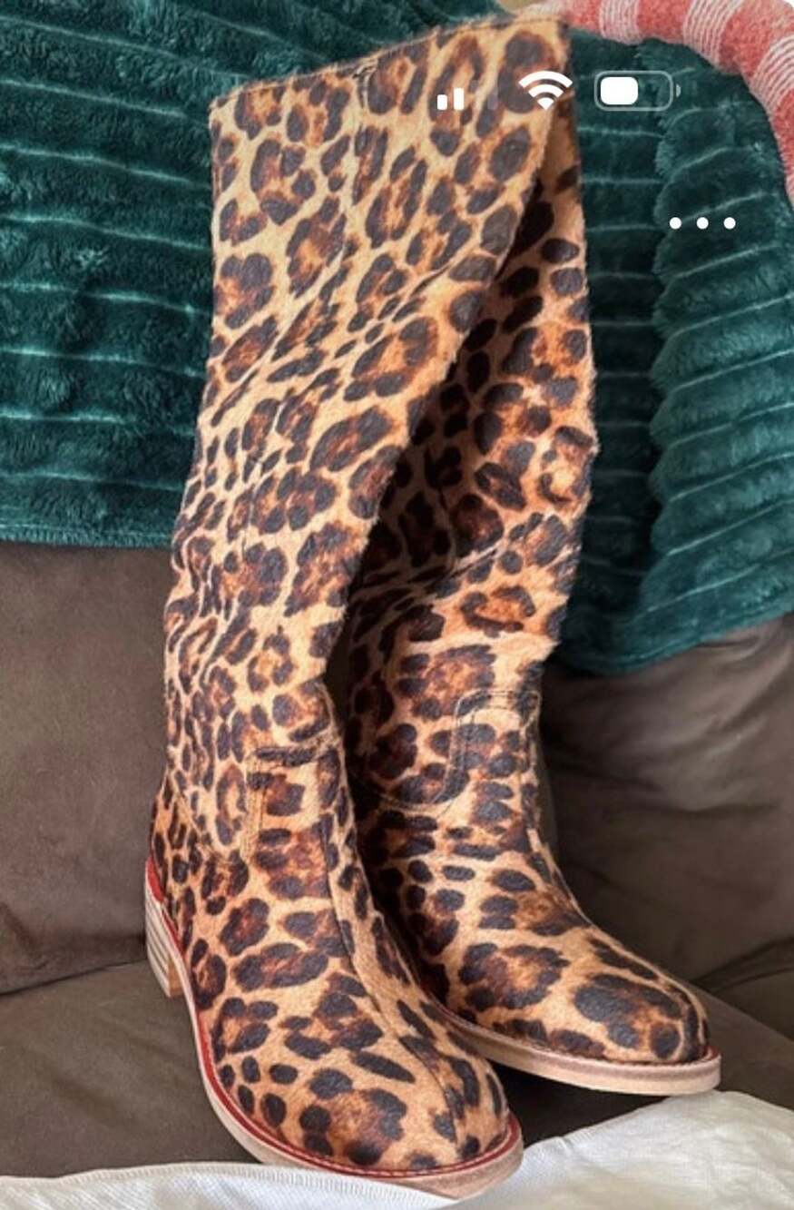 Leopard Print Calf Hair Tall Boots